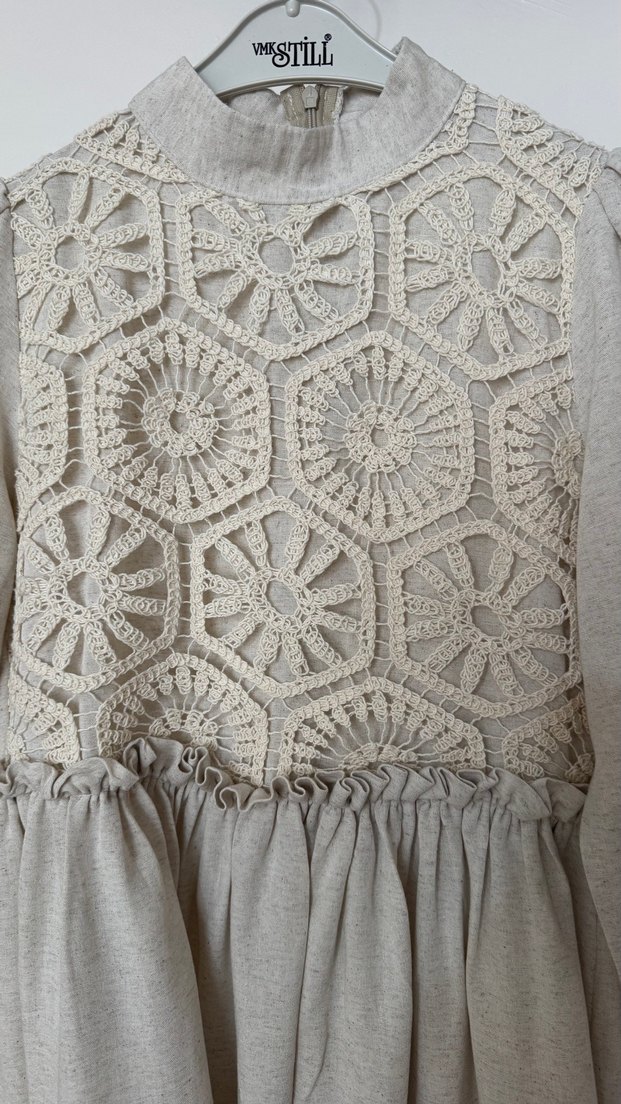 Bohem Nakışlı Uzun Triko Elbise - Görsel 4