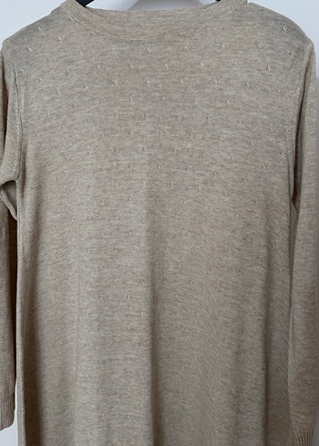 Bej Uzun Kollu Kadın Keten elbise/tunik - Görsel 3