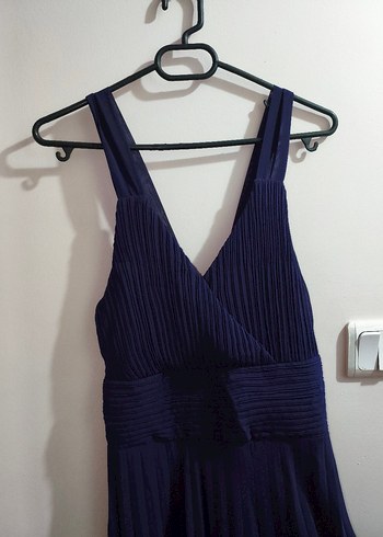 Mor Pliseli Uzun Abiye Elbise - Görsel 5