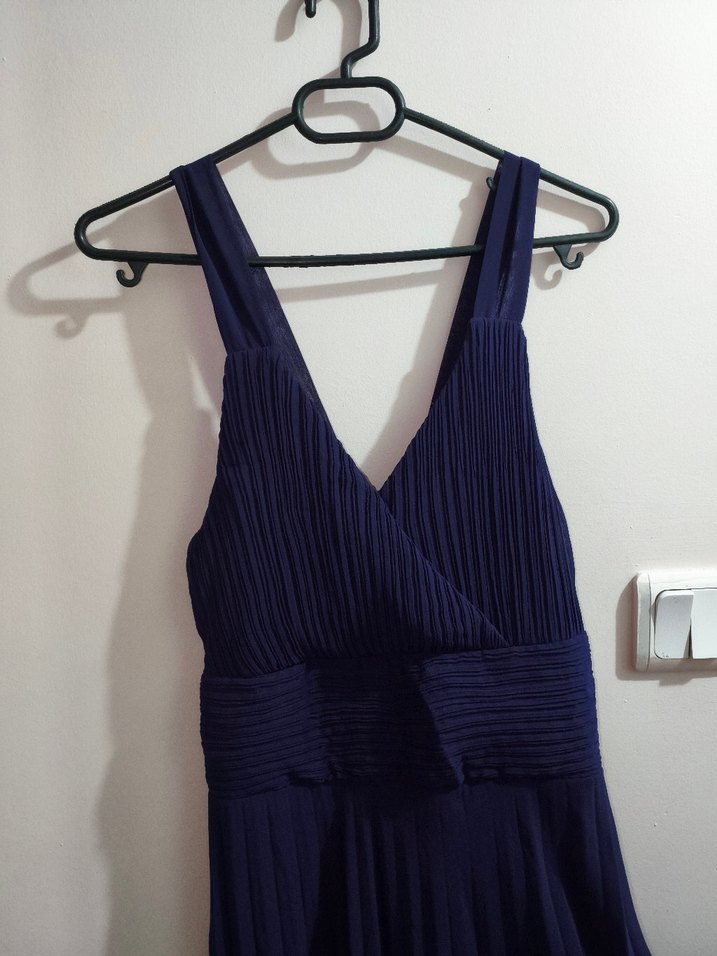 Mor Pliseli Uzun Abiye Elbise - Görsel 5