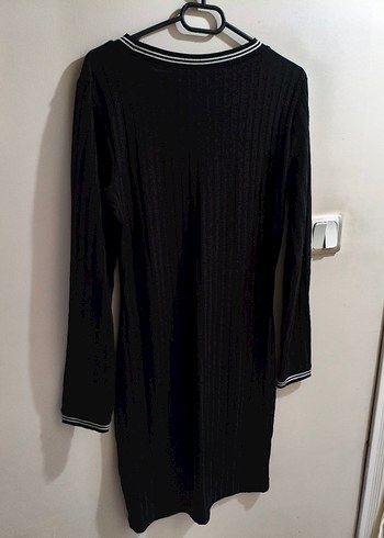 Kadın Siyah Çizgili Triko Elbise - Görsel 4