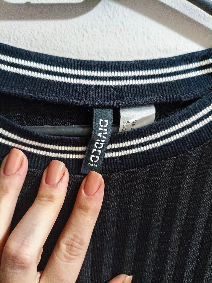 Kadın Siyah Çizgili Triko Elbise - Görsel 3