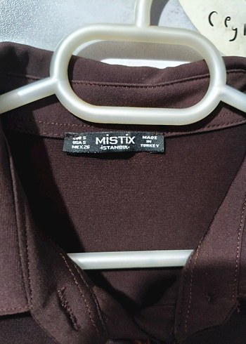 Düğmeli Uzun Kollu Koyu Kahverengi Kadın Bluz - Görsel 3