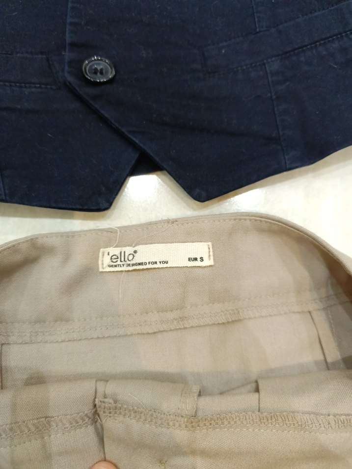 Asimetrik Kesim Bej Mini Etek ve sırt detayli  yelek hediyeli - Görsel 4