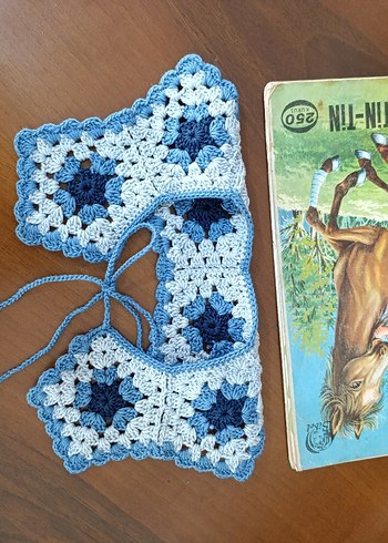 Mavi  Desenli örgü Bebek ve çocuk yaka - Görsel 2