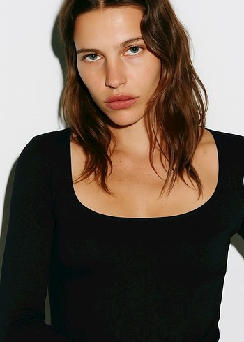 U Yaka Uzun Kol Bluz - Görsel 3