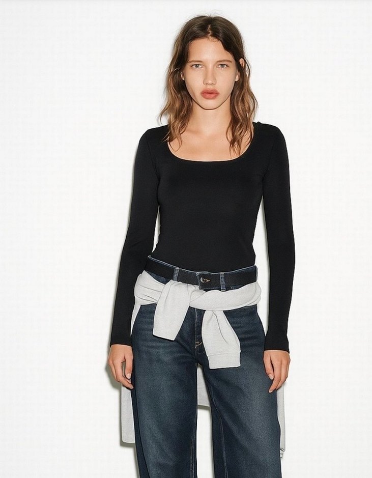 U Yaka Uzun Kol Bluz - Görsel 2