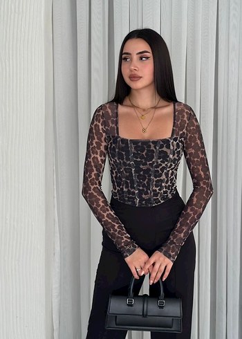 Uzun Kollu Crop Bluz - Görsel 2