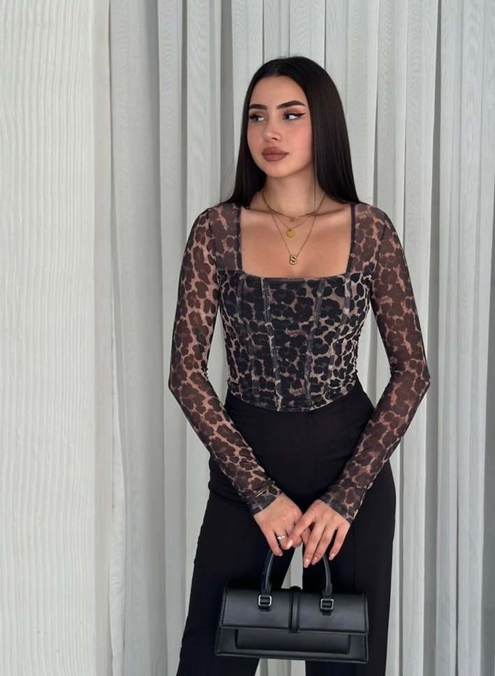 Uzun Kollu Crop Bluz - Görsel 2