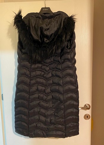 Kürk Detaylı Uzun Siyah Kadın Yelek - Görsel 2