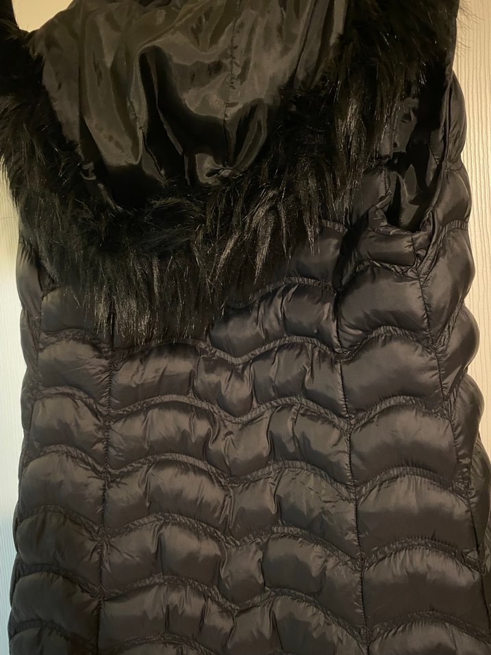 Kürk Detaylı Uzun Siyah Kadın Yelek - Görsel 3