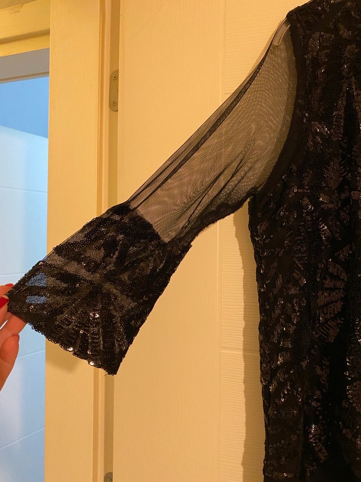 Uzun Siyah Gotik Drapeli Kadın Abiye Elbise - Görsel 4