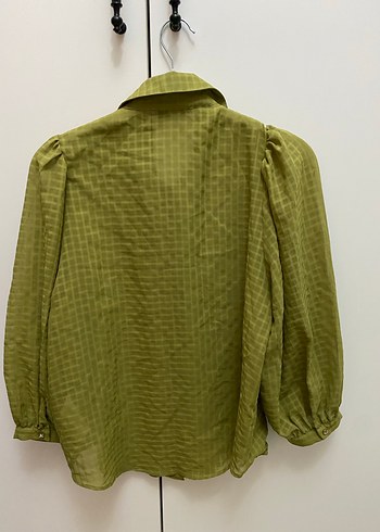 Düğmeli Yeşil  Kadın Gömlek - Görsel 2