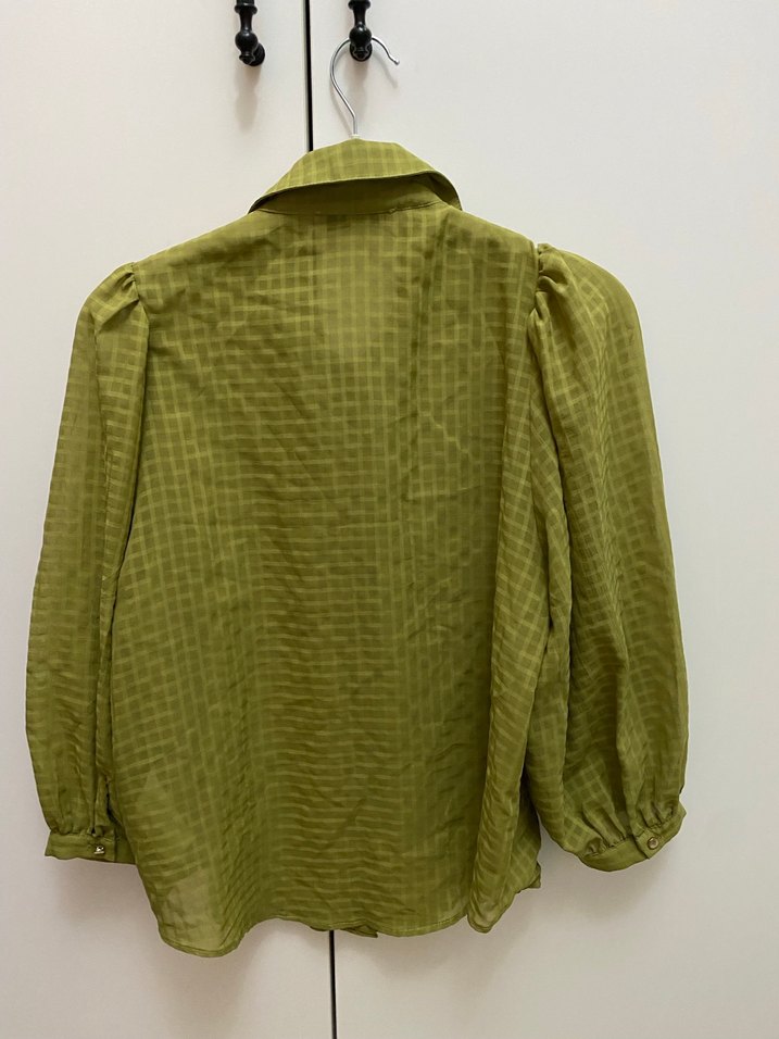 Düğmeli Yeşil  Kadın Gömlek - Görsel 2