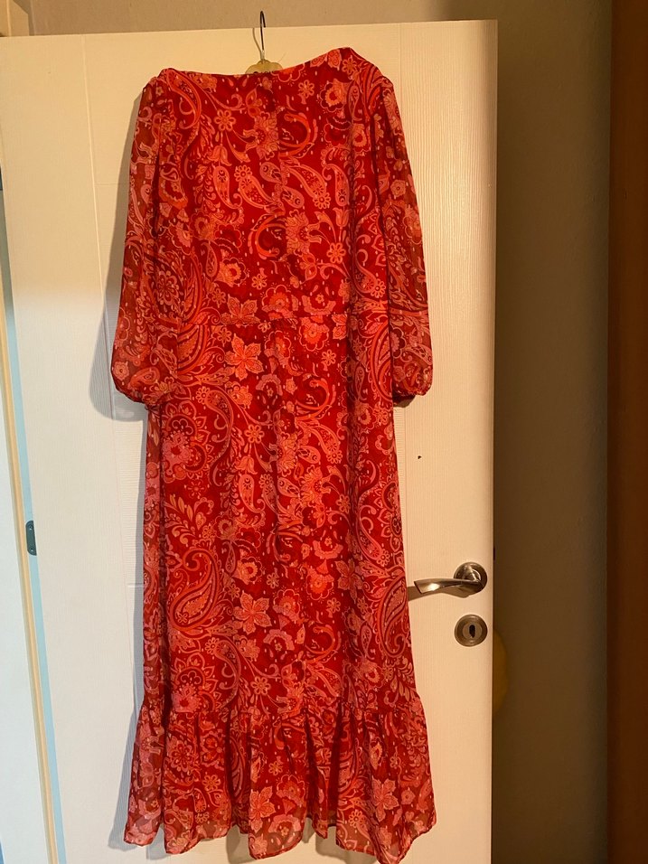 Kırmızı Drapeli Uzun Bohem Elbise - Görsel 2