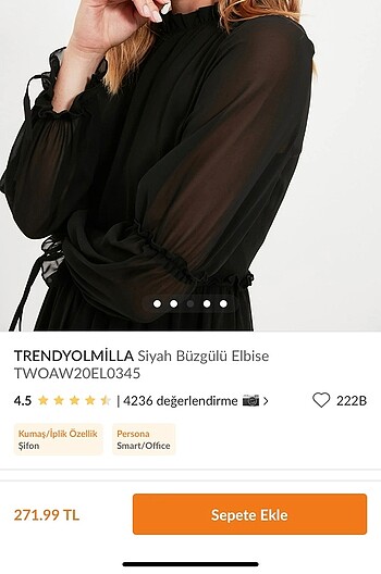 Trendyol & Milla Siyah şifon elbise