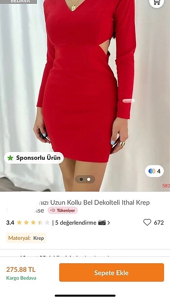 s Beden Kırmızı elbise