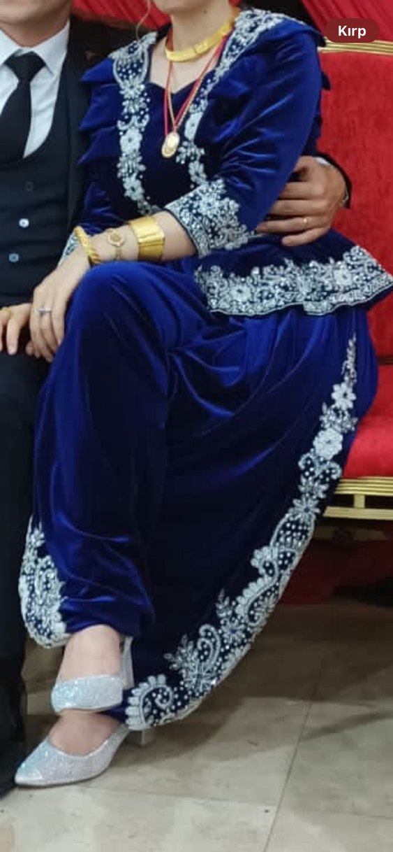 Navy İşlemeli Boncuklu Uzun Kollu Kadın Abiye şalvar kınalık - Görsel 3