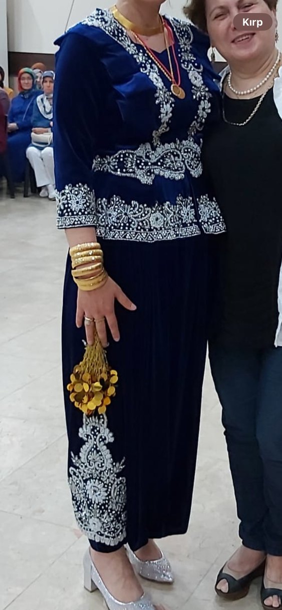 Navy İşlemeli Boncuklu Uzun Kollu Kadın Abiye şalvar kınalık - Görsel 4