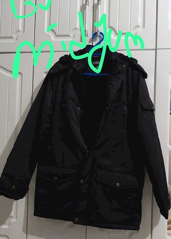 Kemerli Siyah Midi Erkek Mont - Görsel 2