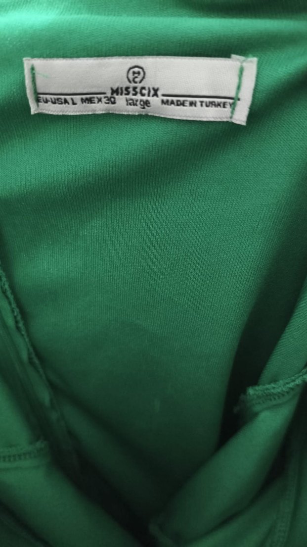 Yeşil Drapeli Midi Kadın Elbise - Görsel 2