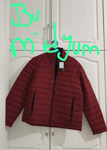 Bordo Fermuarlı Erkek Mont - Görsel 2