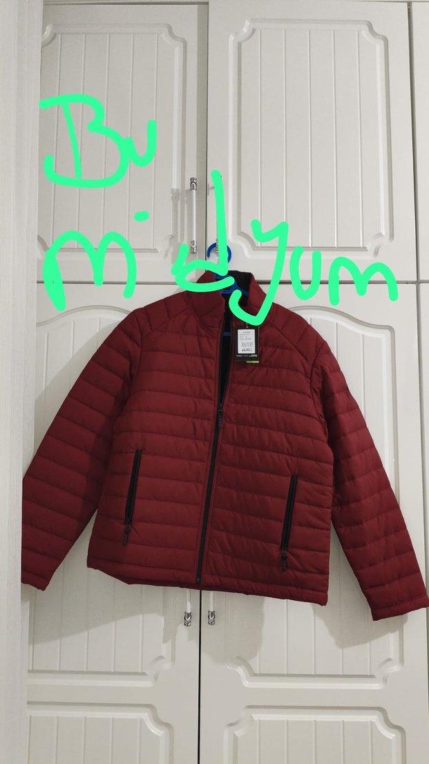 Bordo Fermuarlı Erkek Mont - Görsel 2