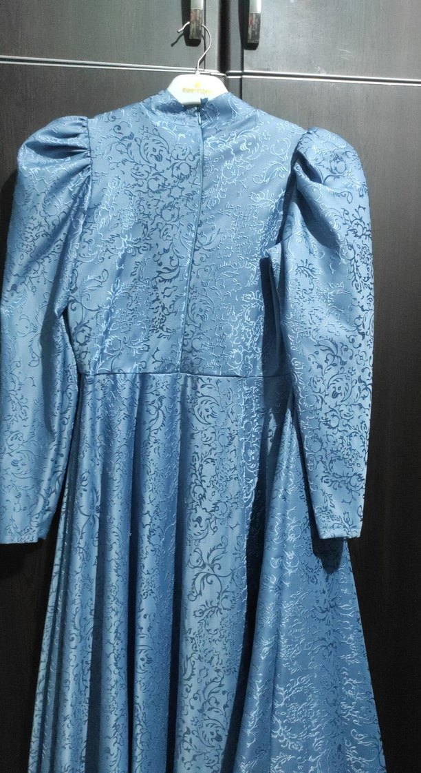 Mavi Vintage Uzun Kollu Uzun abiye - Görsel 5