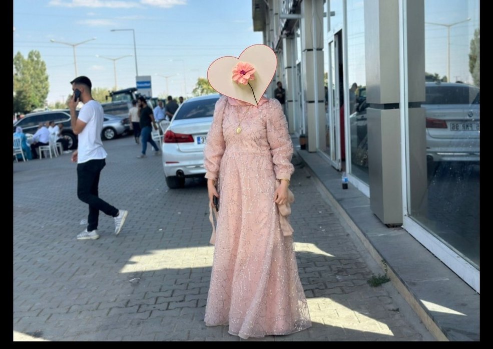 Pembe Bohem Uzun Drapeli Nişan Elbisesi - Görsel 2