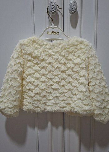 Kız Çocuk Beyaz Kürk Detaylı Bolero - Görsel 3