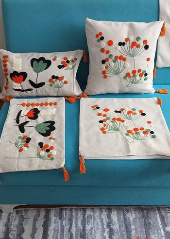 Çiçek Desenli Bohem Renkli Kırlent Kılıfı - Görsel 3