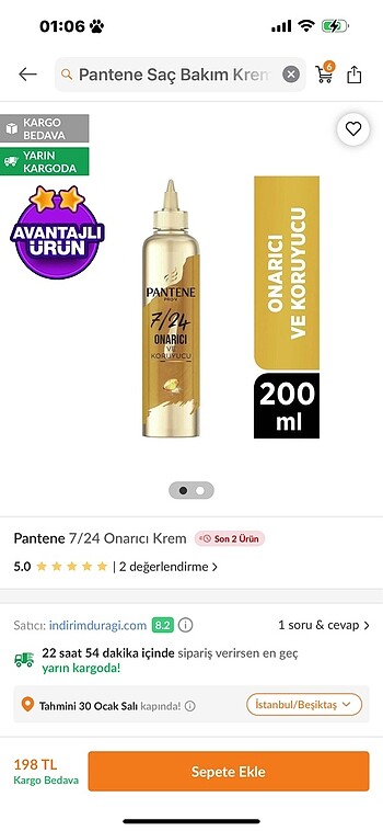 Beden Pantene saç onarıcı bakım serumu