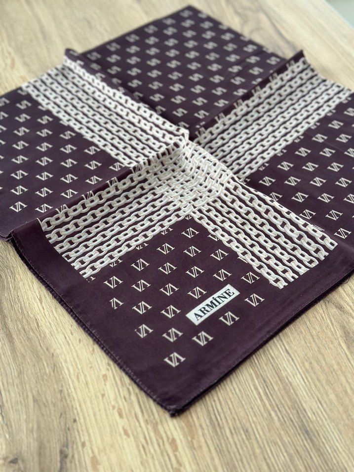 Armine Kadın Örme Vintage Kahverengi Fular - Görsel 2