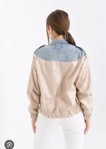 Diğer Bej Denim Detaylı Kadın Ceket