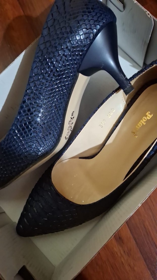 Mavi Yılan Desenli Stiletto Topuklu Kadın Ayakkabı - Görsel 2