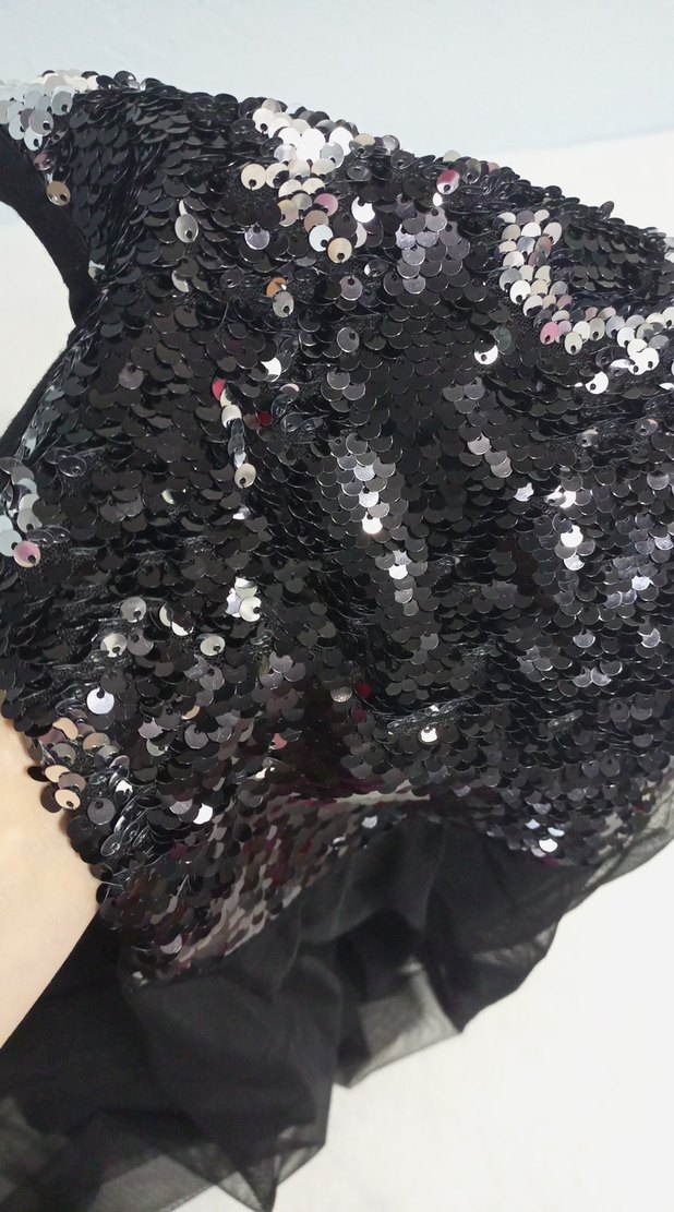 Kız Çocuk Siyah Pul Payetli abiye Elbise - Görsel 2