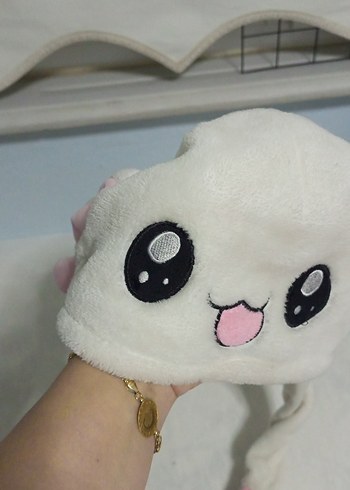 Beyaz Nakışlı Peluş Çocuk Bere - Görsel 2