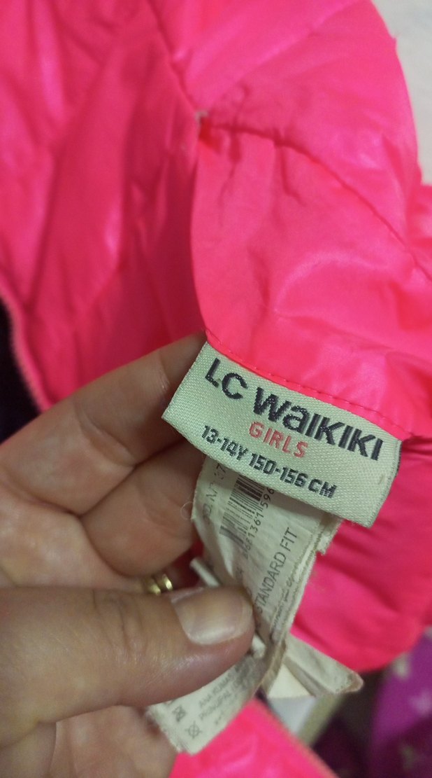 Kız Çocuk Kapüşonlu Fermuarlı Pembe Siyah Mont - Görsel 3