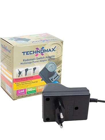 Technomax 1.5 -12 Volt 500 Ma Kademeli Adaptör