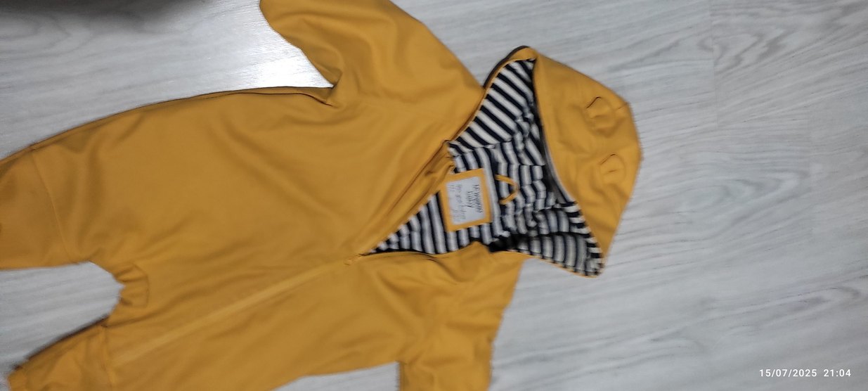 Koyu Sarı Fermuarlı Bebek Tulumu disi su gecirmez ici pamuklu - Görsel 4