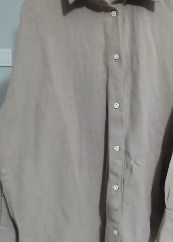 Bej Kadın Keten Gömlek - Görsel 2