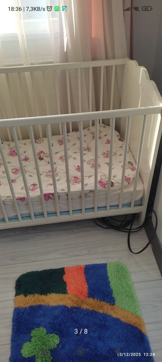 Beyaz Ahşap Bebek Beşiği - Görsel 2