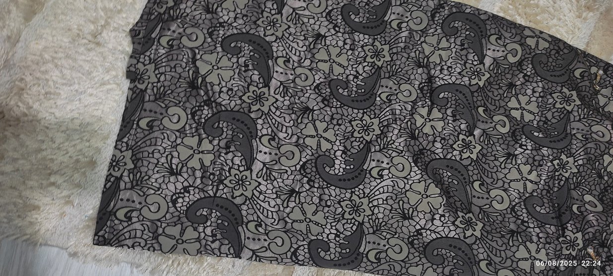 kahve ve bej desenlı ipek saten etek - Görsel 2