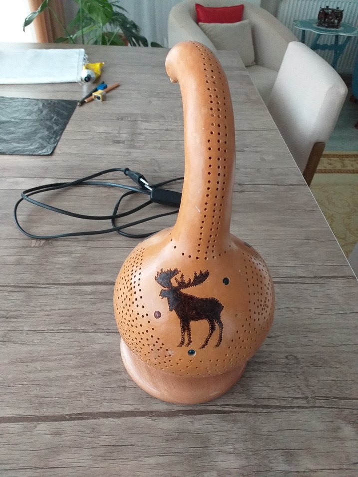 Bej Dekoratif Kuş Figürlü Lamba - Görsel 3