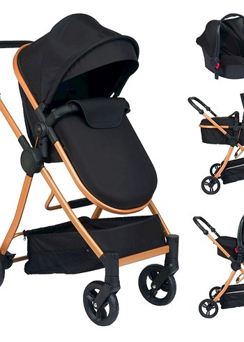 Siyah Bebek Arabası ve Oto Koltuğu Seti - Görsel 2