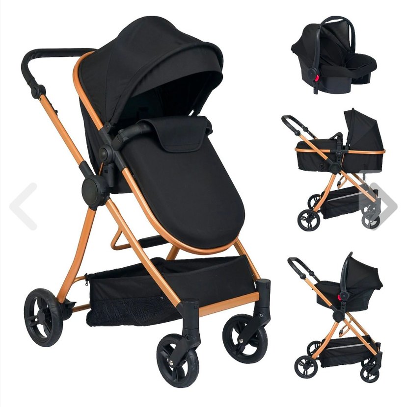 Siyah Bebek Arabası ve Oto Koltuğu Seti - Görsel 2