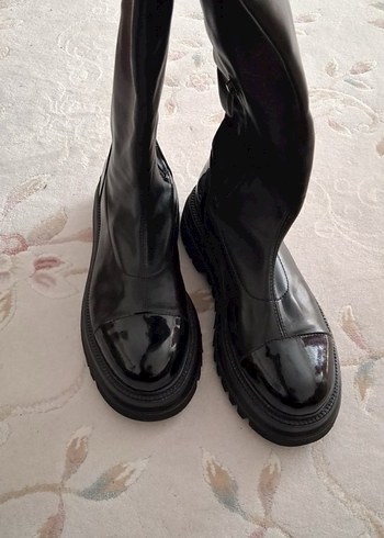 Parlak Siyah Deri Çizme - Görsel 2