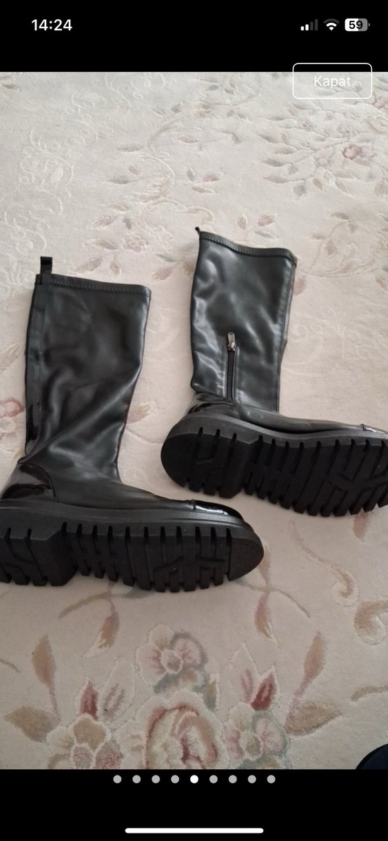Parlak Siyah Deri Çizme - Görsel 3