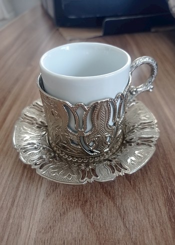 Dinnox 6'lı Nostaljik Kahve Seti Gümüş Beyaz - Görsel 2