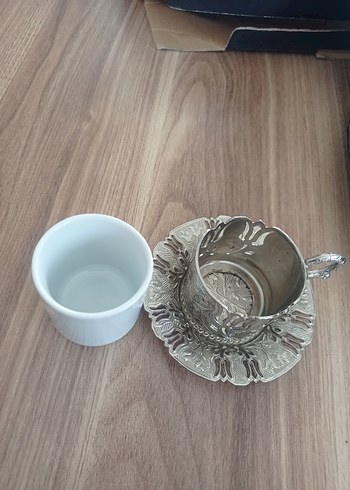 Dinnox 6'lı Nostaljik Kahve Seti Gümüş Beyaz - Görsel 3